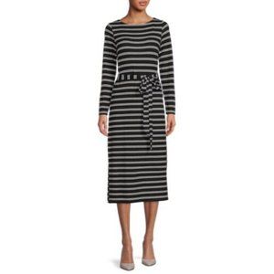 NWT Time & Tru Hacci Women’s Knit Dress MIDI Black/White Size Small
